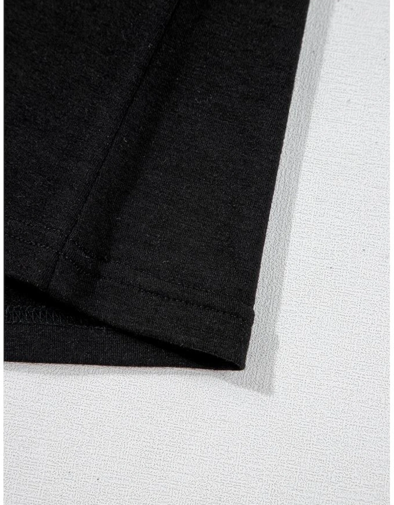 Black Sheer Floral Mesh Round Neck T Shirt