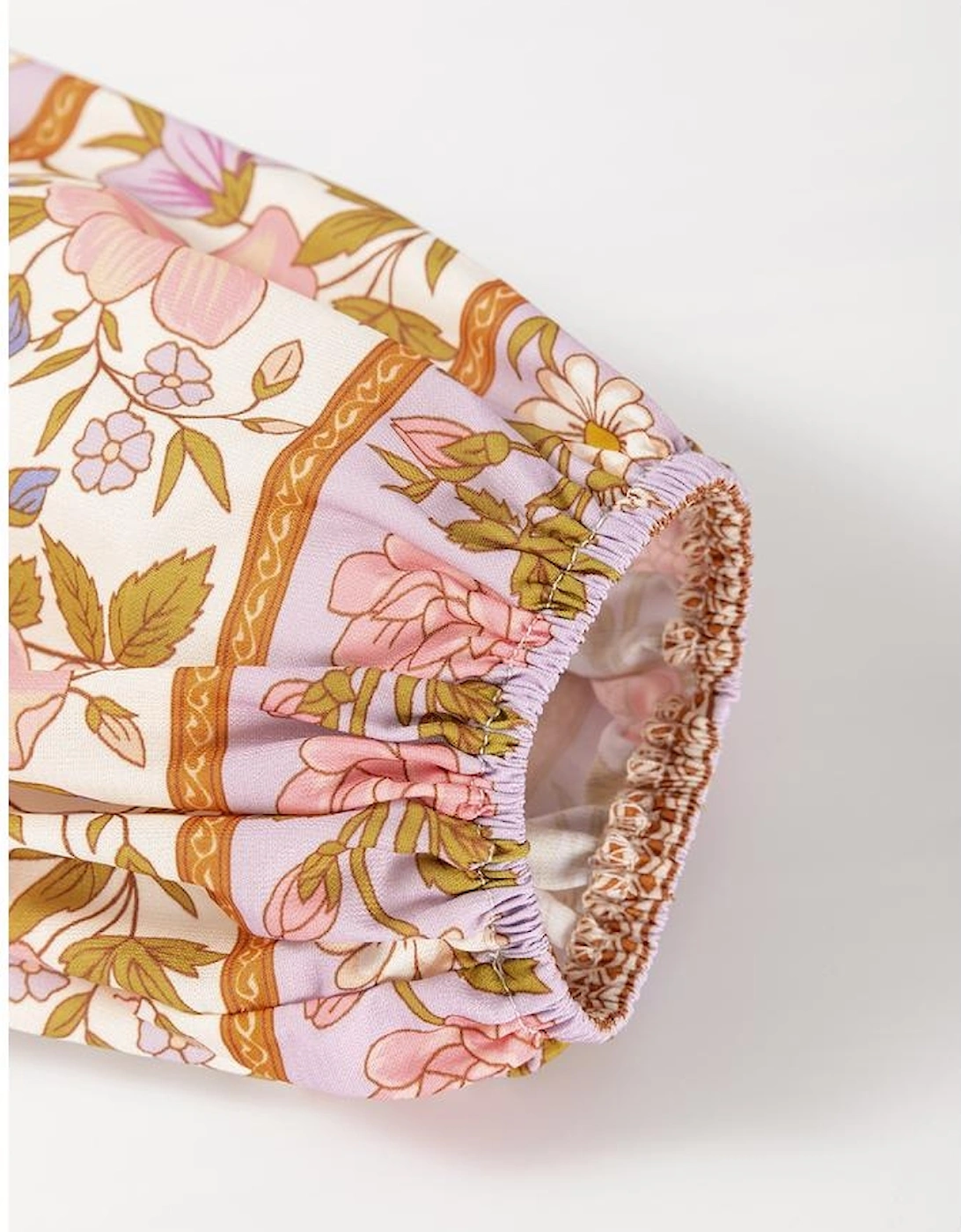 Multicolour Boho Floral Mixed Print Puff Sleeve Shirt