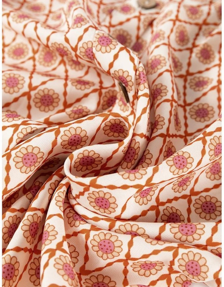 Multicolour Boho Floral Mixed Print Puff Sleeve Shirt