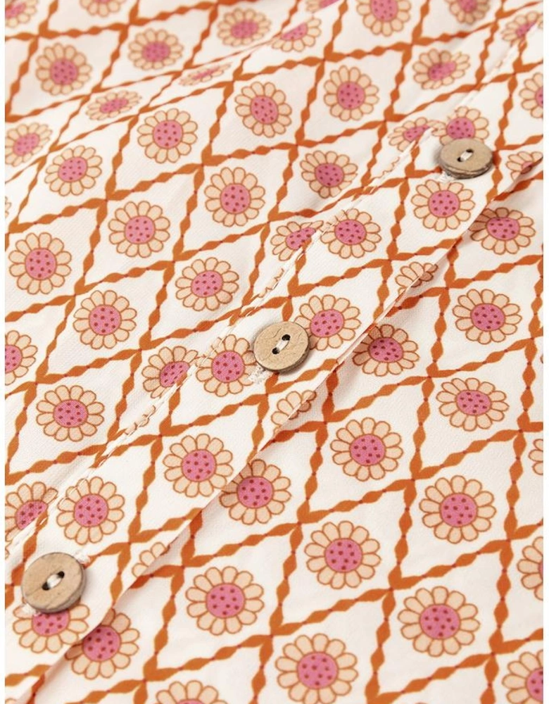 Multicolour Boho Floral Mixed Print Puff Sleeve Shirt