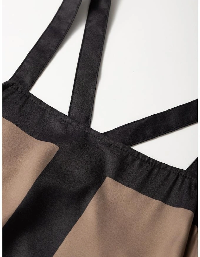 Brown Retro Geometric Printed Y Back Sleeveless Dress