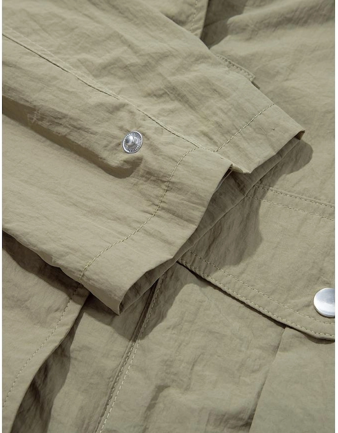 Laurel Green Zipped Pocket Cropped Hooded Utility Jacket