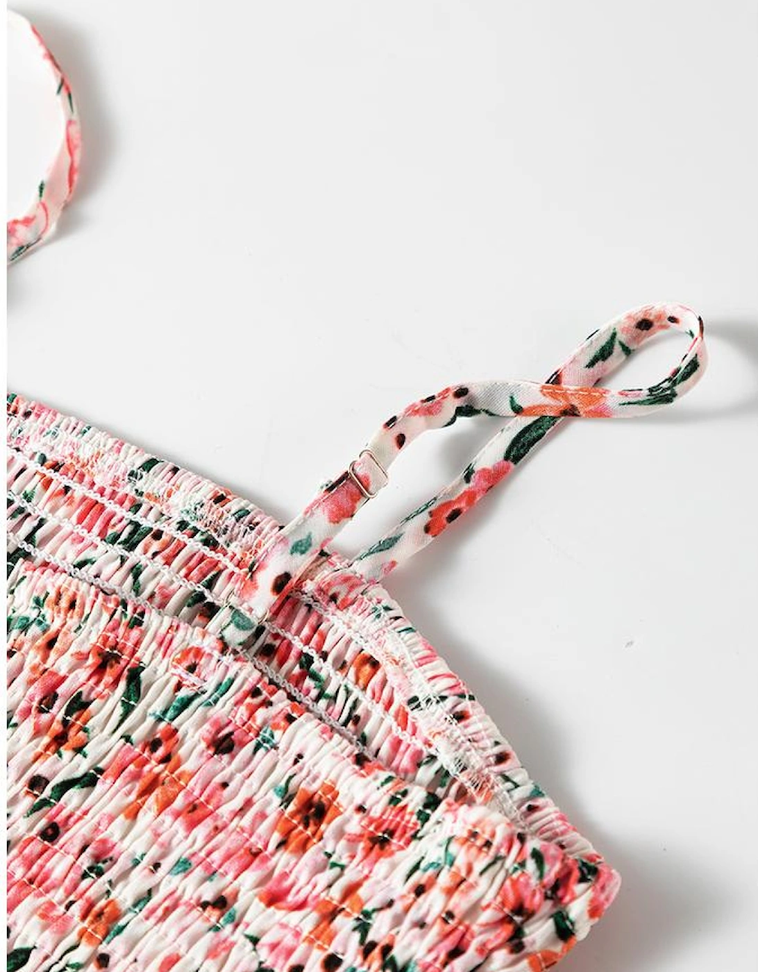 White Boho Floral Smocked Ruffled Maxi Dress