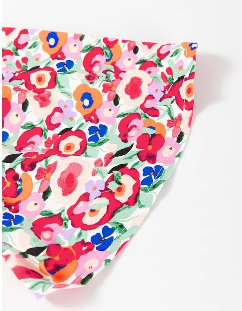 Red Floral Half Sleeve Deep V Neck Cutout Back Split Maxi Dress