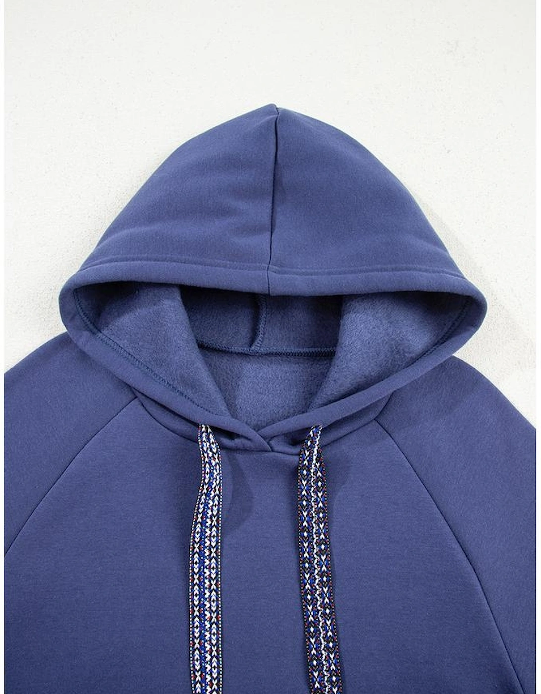 Dirty blue Fleece Lined Adjustable Drawstring Oversize Tunic Hoodie