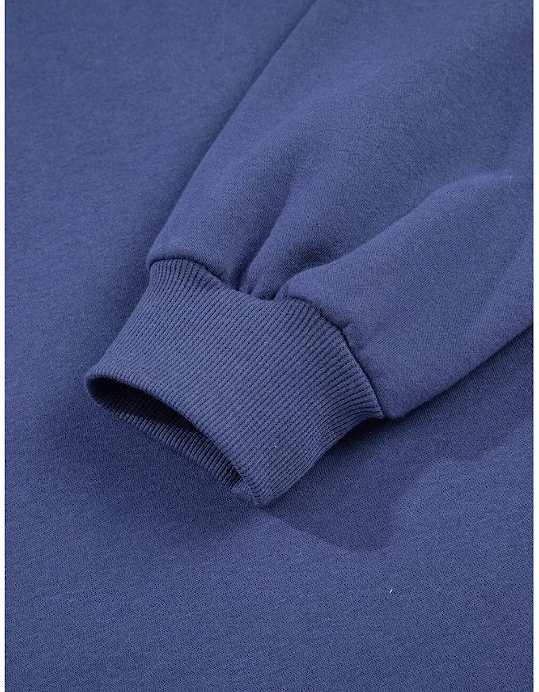 Dirty blue Fleece Lined Adjustable Drawstring Oversize Tunic Hoodie