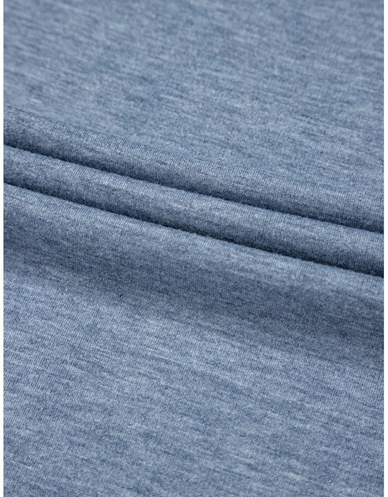 Beau Blue Half Placket Chest Pockets Short Sleeve Wide Leg Jumpsuit