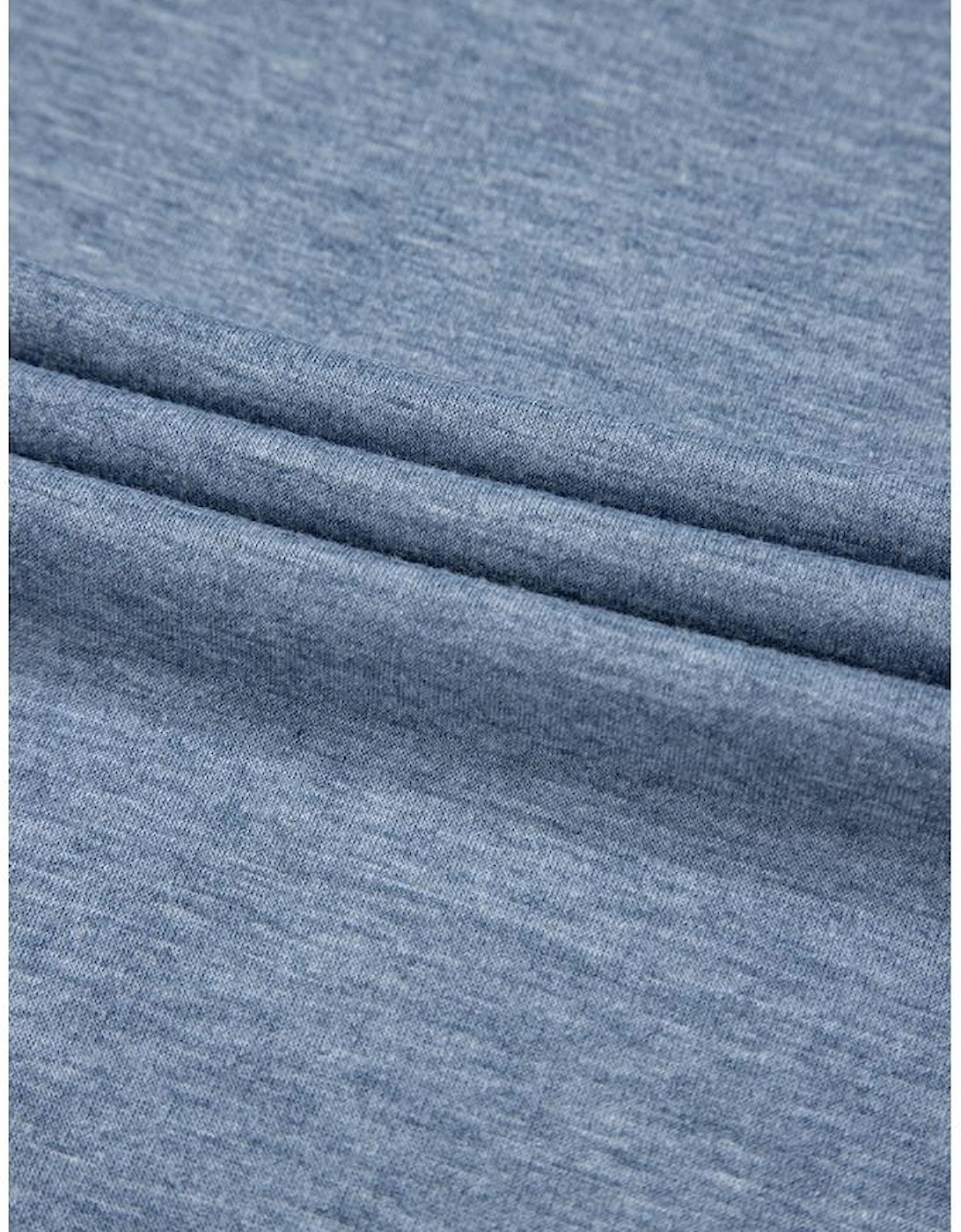 Beau Blue Half Placket Chest Pockets Short Sleeve Wide Leg Jumpsuit