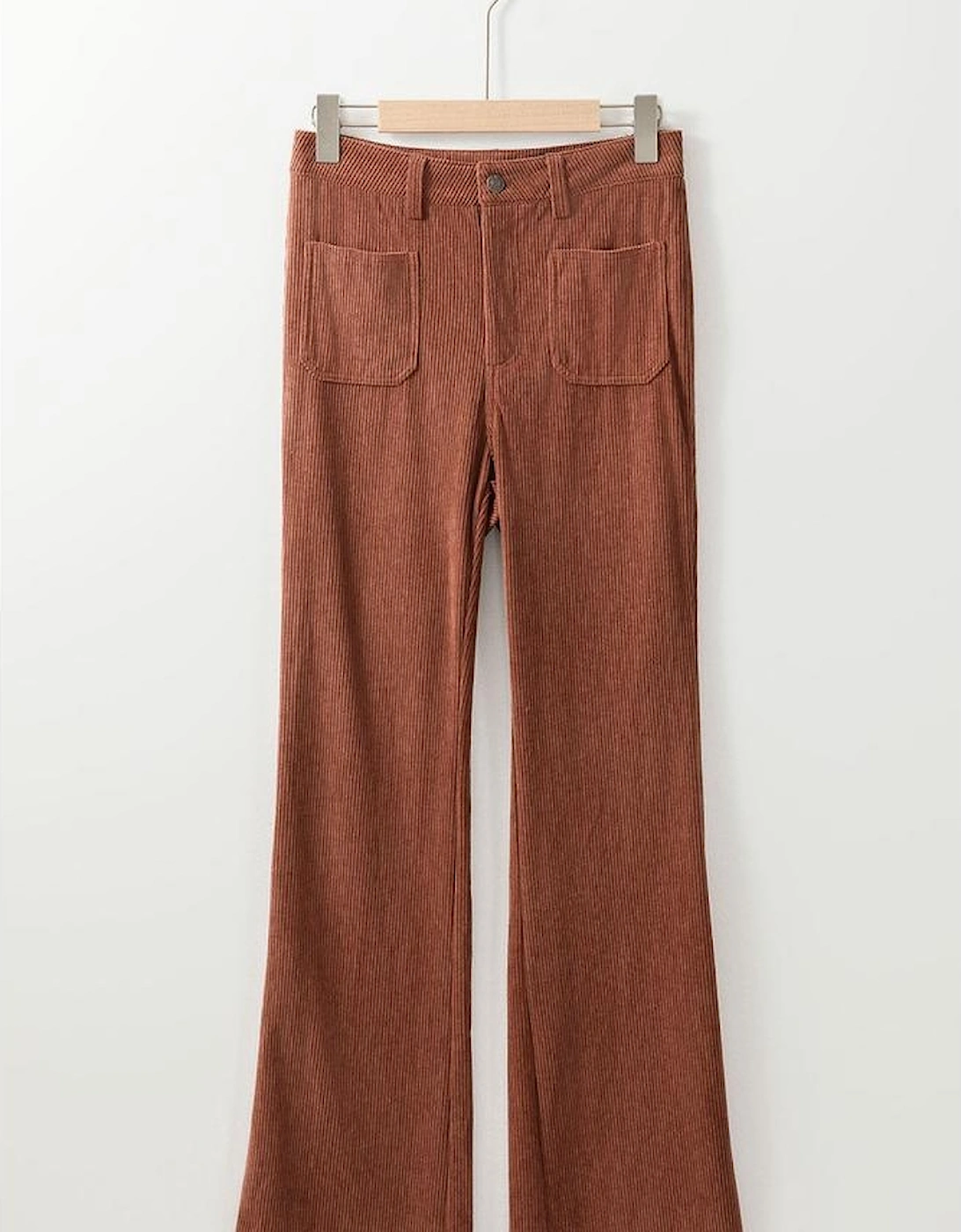 Brown High Waist Square Pockets Corduroy Pants, 7 of 6