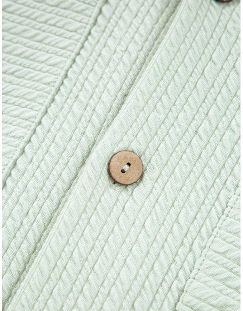 Clearly Aqua Textured Patched Chest Pocket Shirt and Pants Set