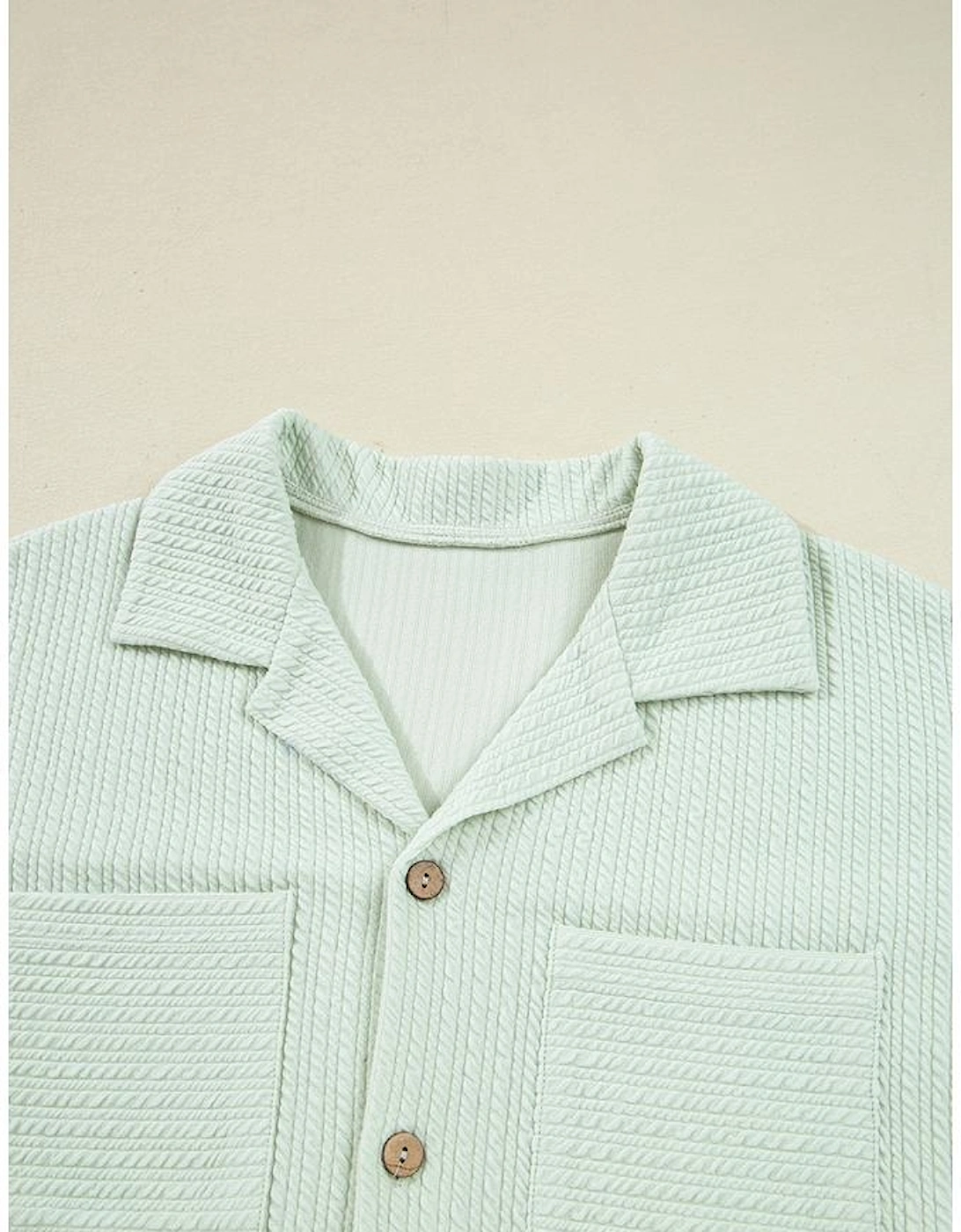 Clearly Aqua Textured Patched Chest Pocket Shirt and Pants Set