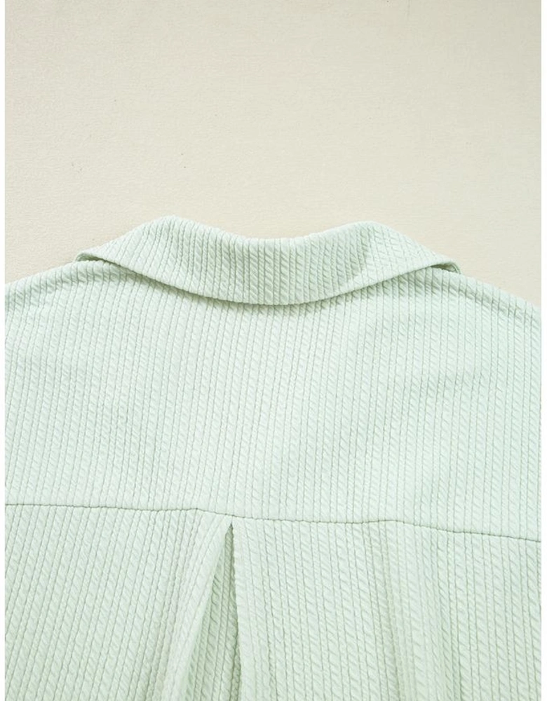 Clearly Aqua Textured Patched Chest Pocket Shirt and Pants Set