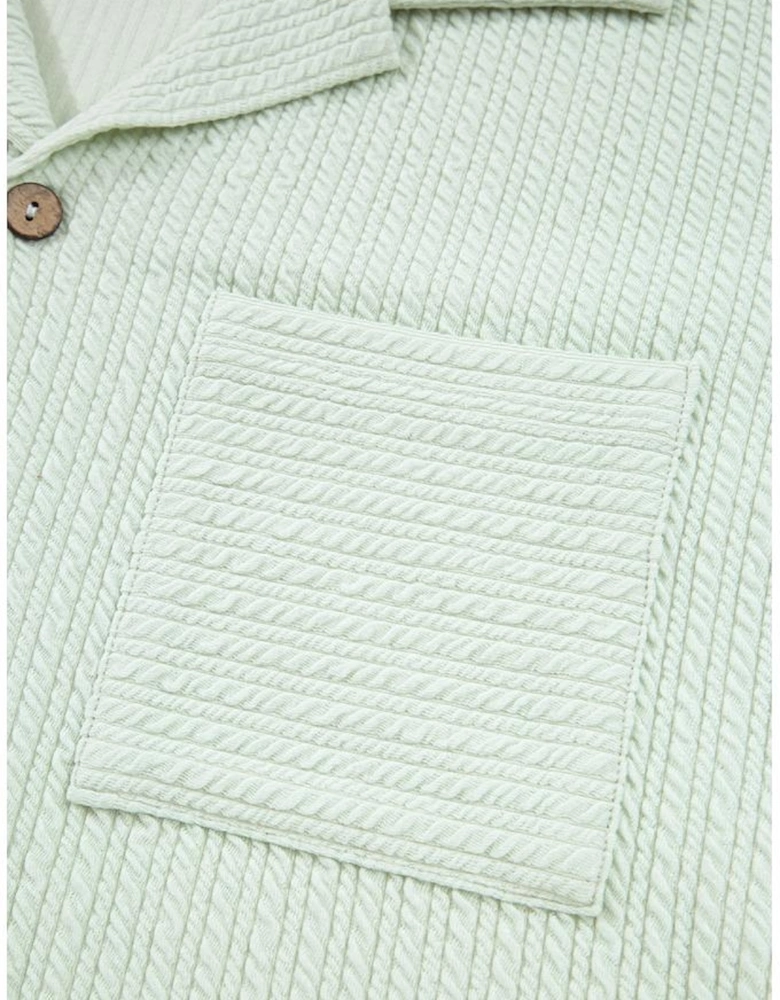 Clearly Aqua Textured Patched Chest Pocket Shirt and Pants Set