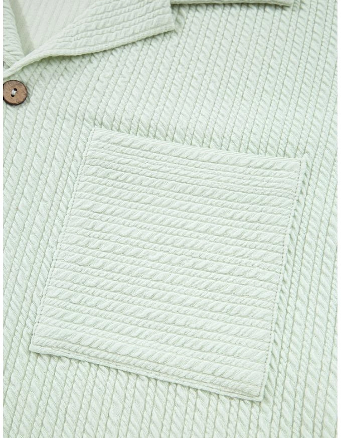 Clearly Aqua Textured Patched Chest Pocket Shirt and Pants Set