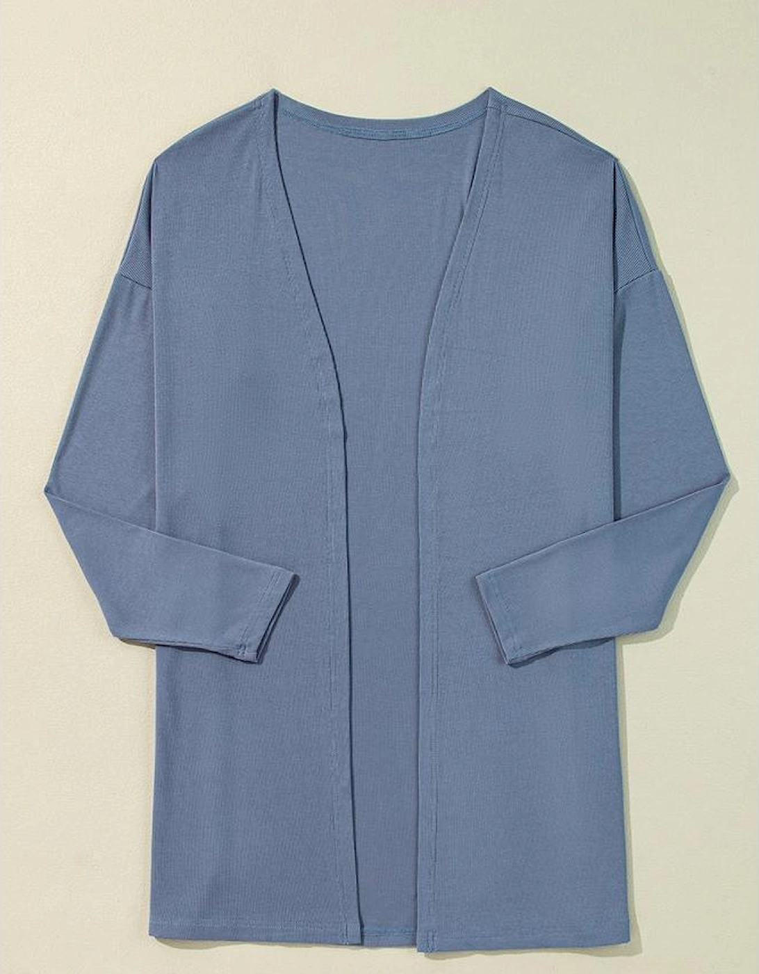 Ashleigh Blue Solid Color Rib Knit Open Front Tunic Cardigan