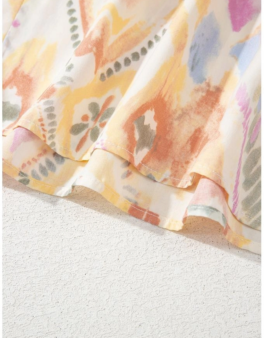 Multicolour Geometric Print Half Sleeve Shirred High Waist Maxi Dress