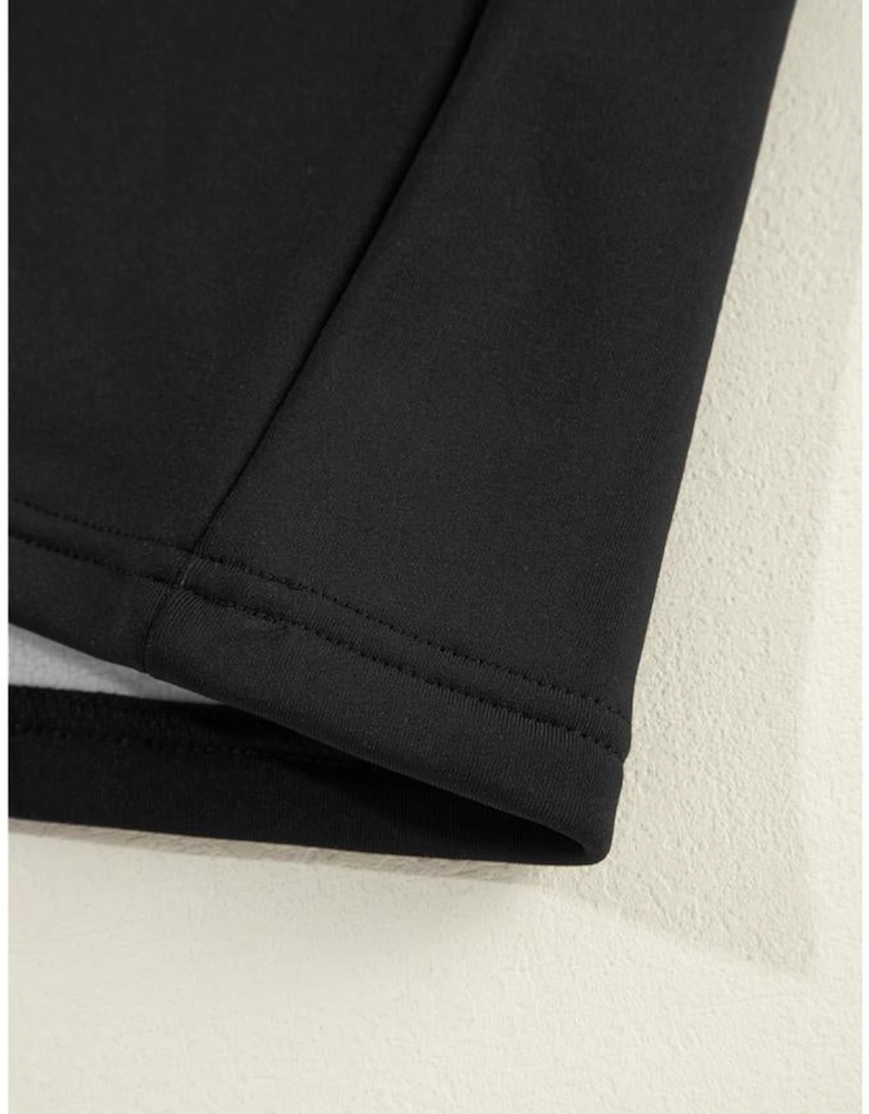 Black Mock Neck Thermal Lined Long Sleeve Tee