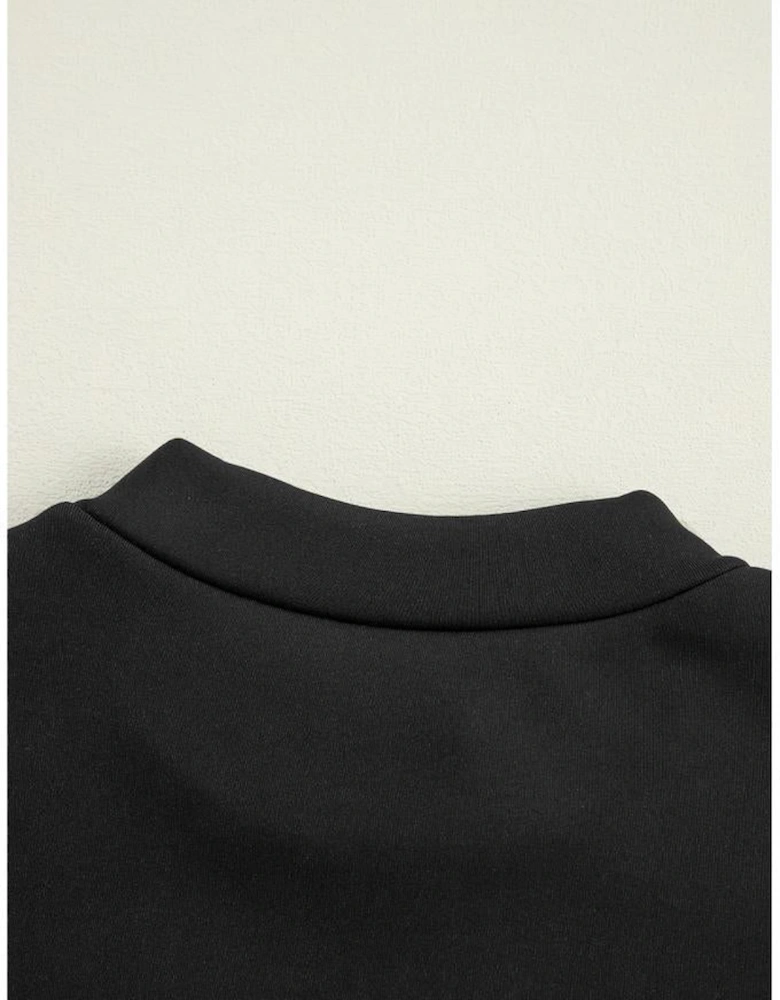 Black Mock Neck Thermal Lined Long Sleeve Tee