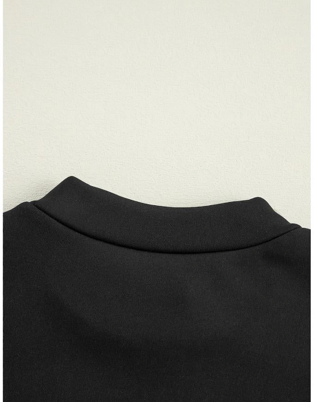Black Mock Neck Thermal Lined Long Sleeve Tee