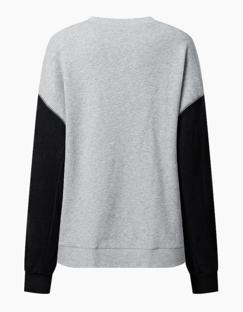 Gray Two Tone Patchwork Drop Shoulder Pullover Sweatshirt