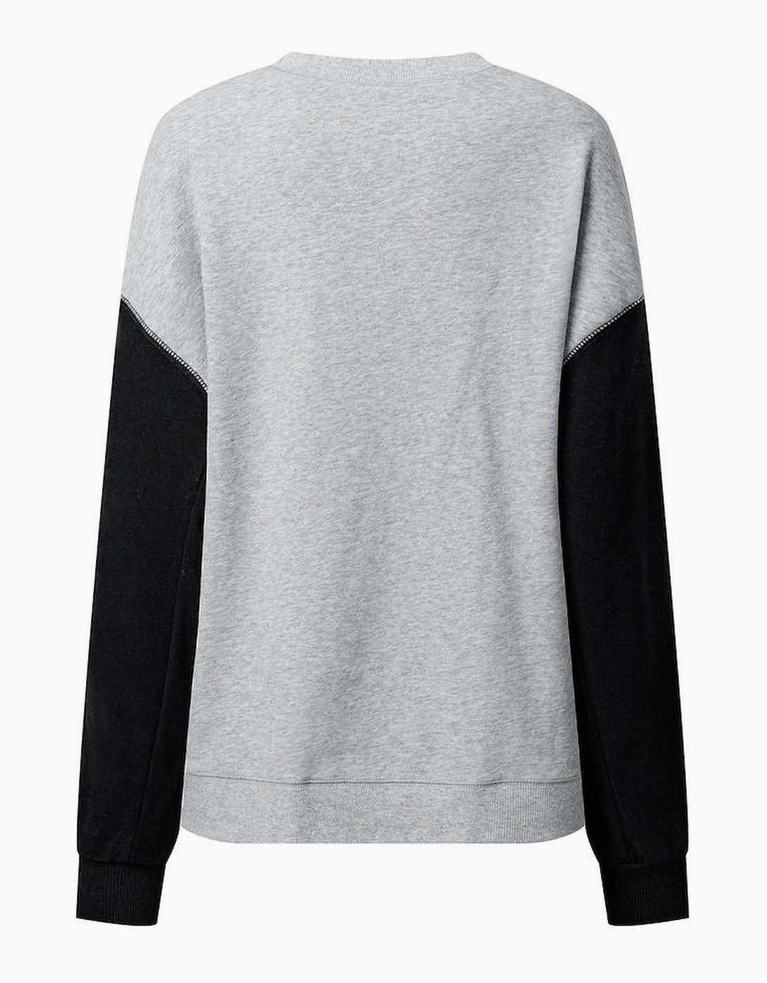 Gray Two Tone Patchwork Drop Shoulder Pullover Sweatshirt