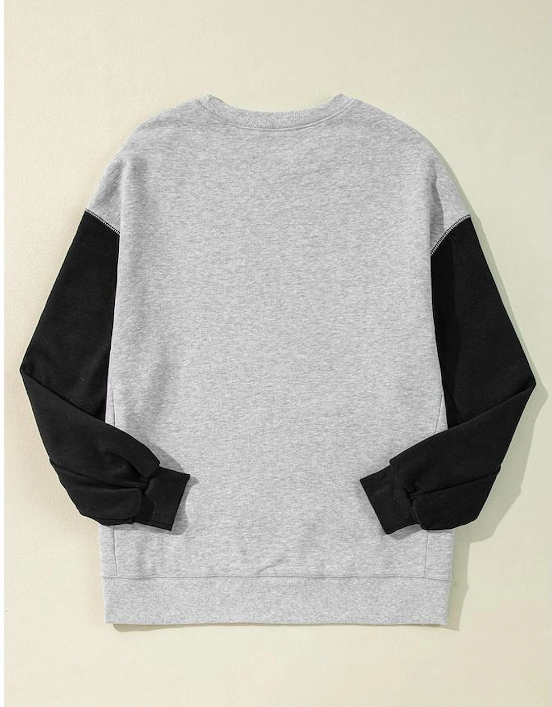 Gray Two Tone Patchwork Drop Shoulder Pullover Sweatshirt