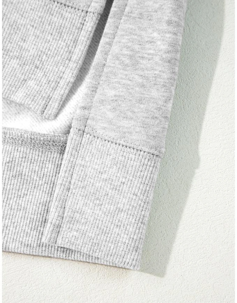 Gray Two Tone Patchwork Drop Shoulder Pullover Sweatshirt