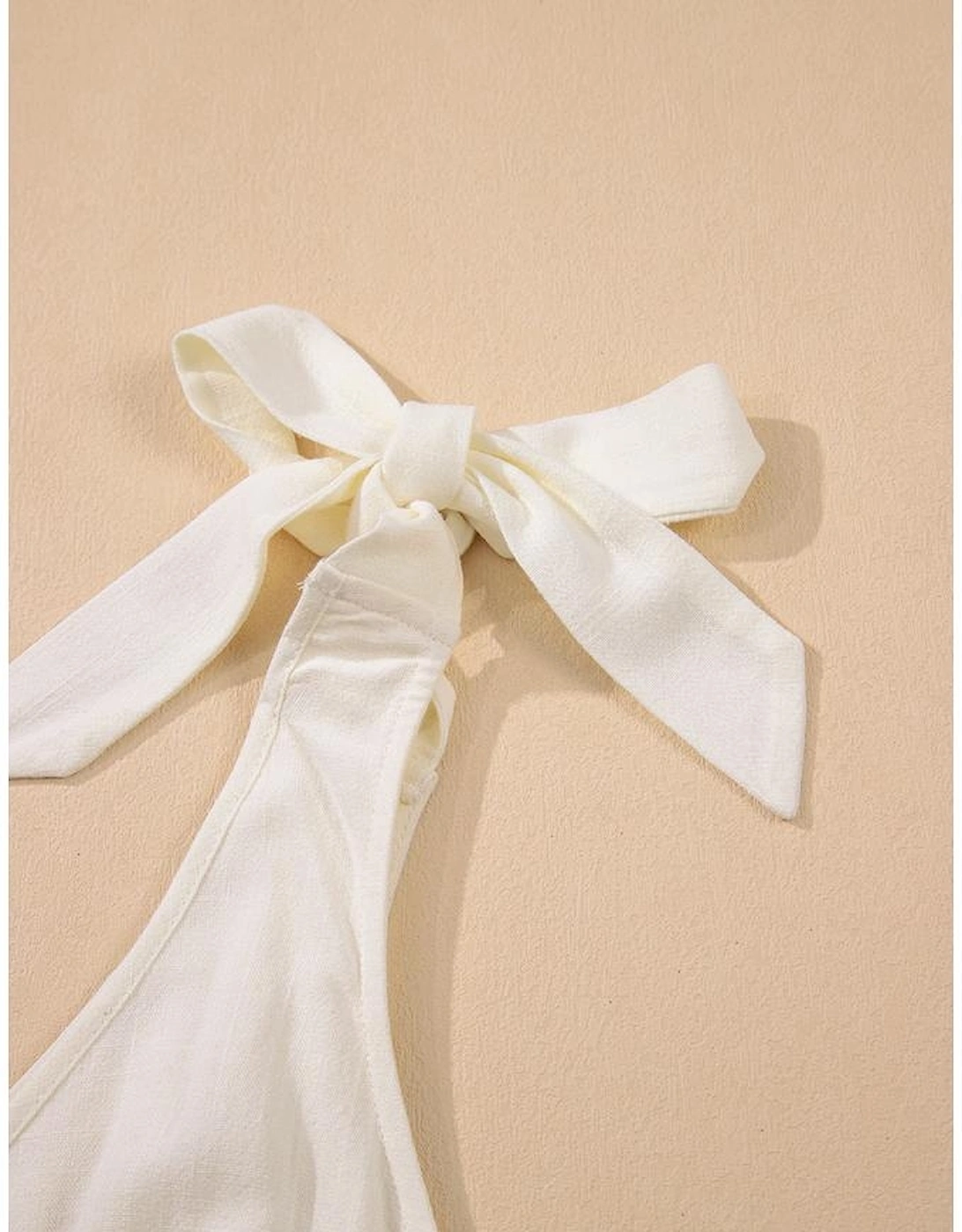 Oatmeal Solid Color Tied Straps Ruffle Tiered Mini Dress