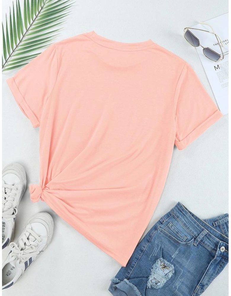 Pink Sequin Cute Bunny Graphic Easter Fashion Tee