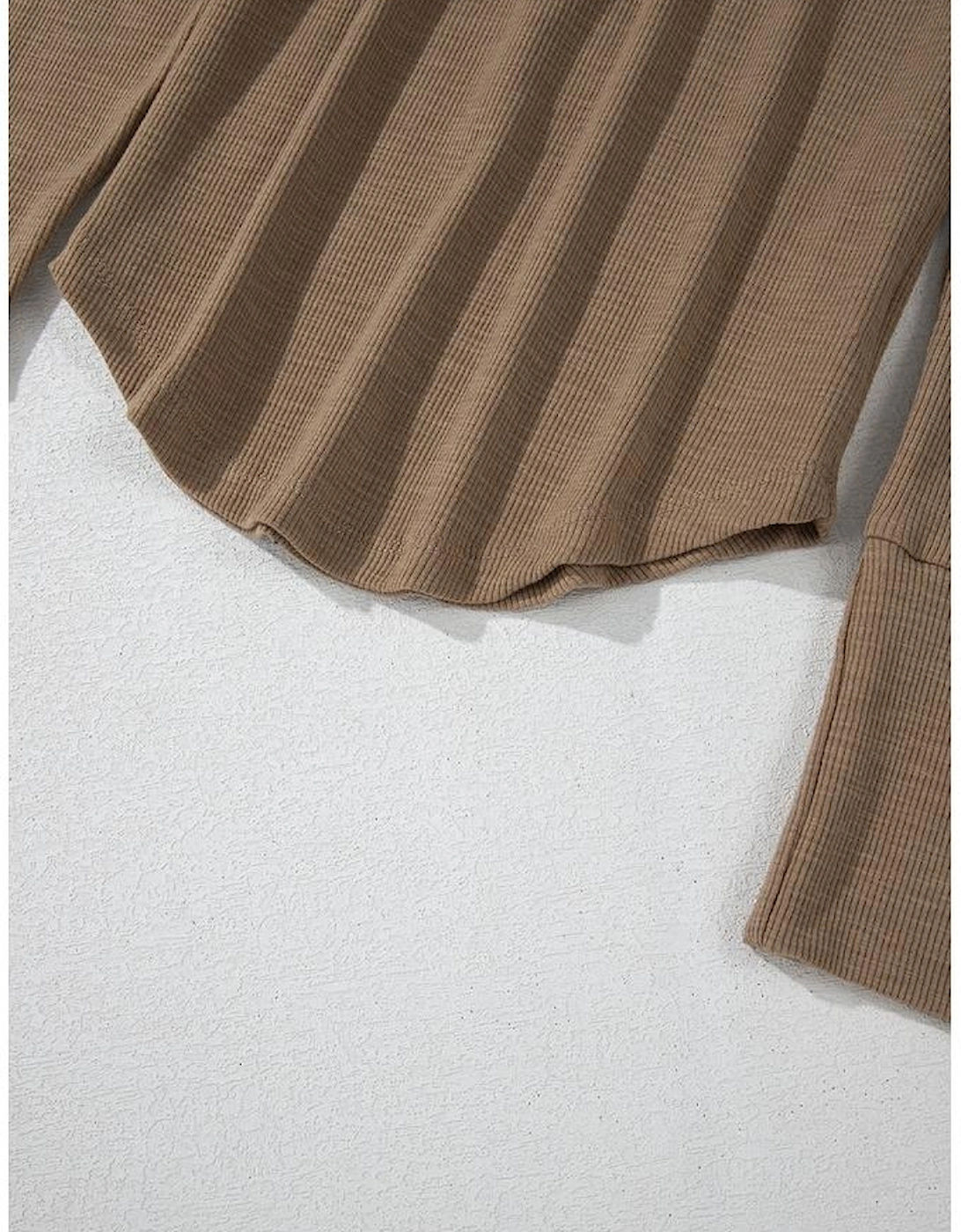 Chestnut Anglaise Broider Ribbed Long Sleeve Top