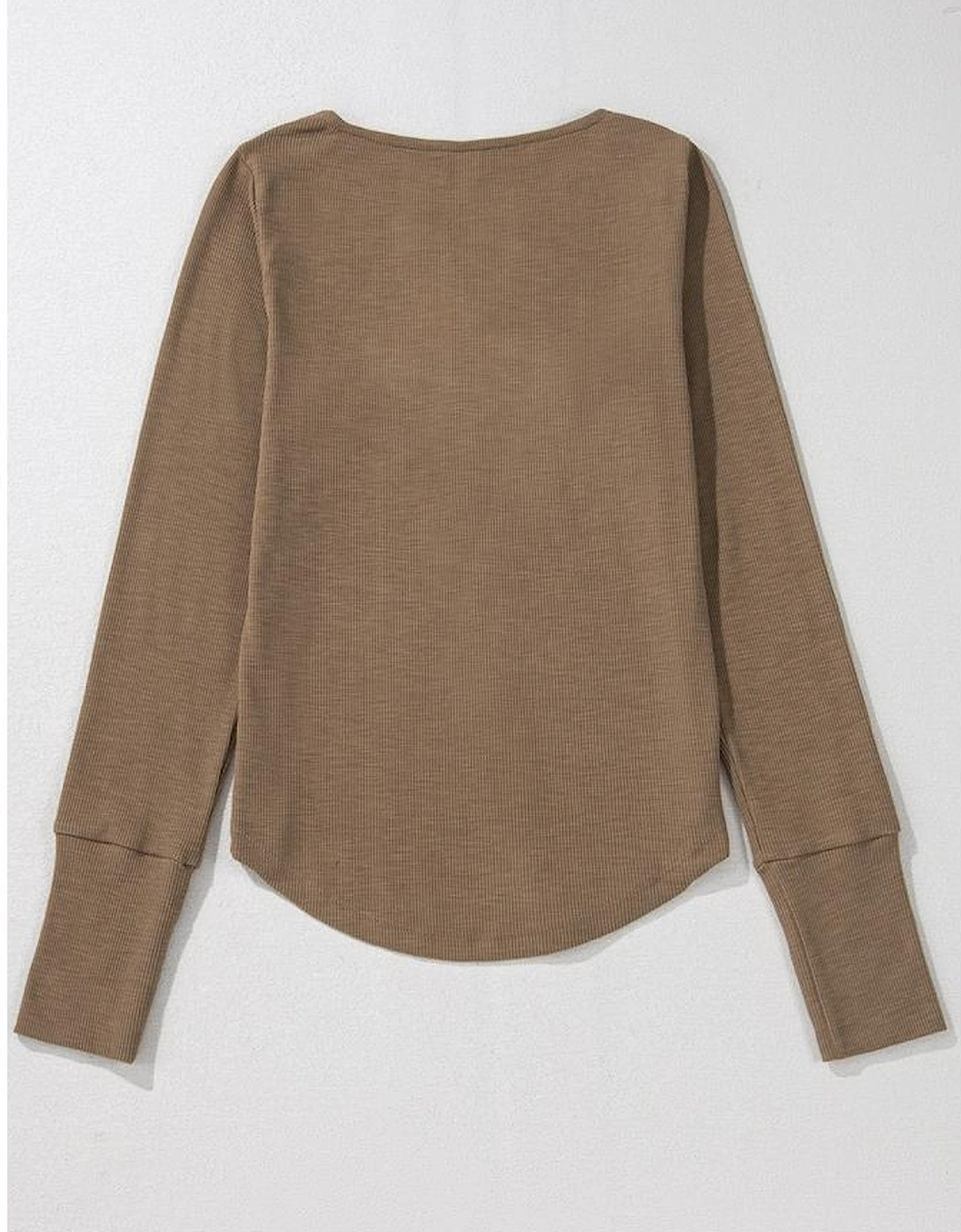 Chestnut Anglaise Broider Ribbed Long Sleeve Top