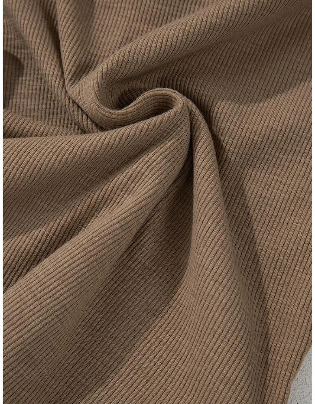 Chestnut Anglaise Broider Ribbed Long Sleeve Top