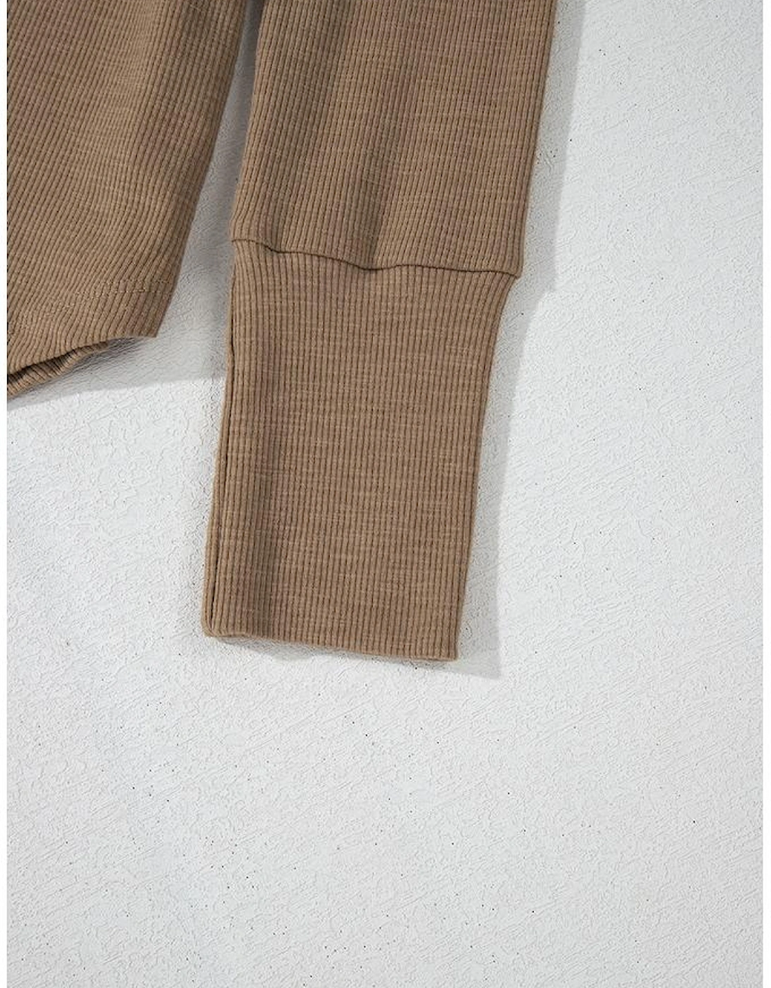 Chestnut Anglaise Broider Ribbed Long Sleeve Top