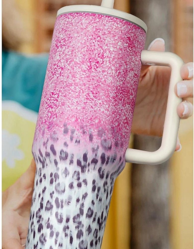 Pink Leopard Gradient 40oz Stainless Steel Thermos Travel Cup