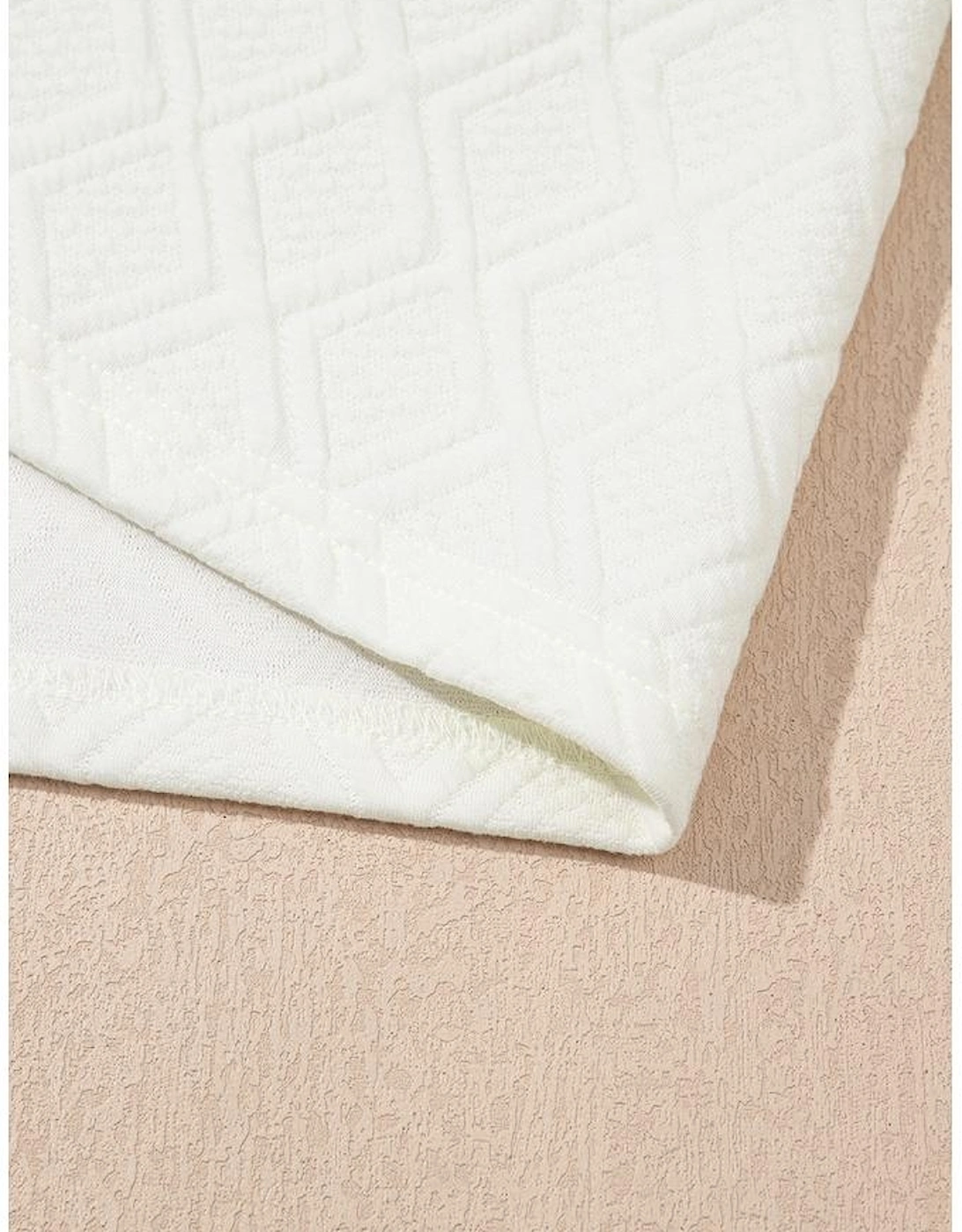 White Textured Jacquard Colorblock Edge Puff Sleeve Quarter Zip Mini Dress