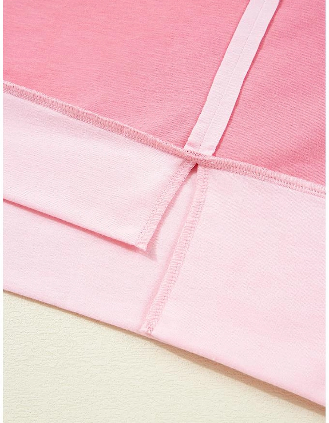 Peach Blossom Two Tones Patchwork Half Sleeve Plus Size T Shirt