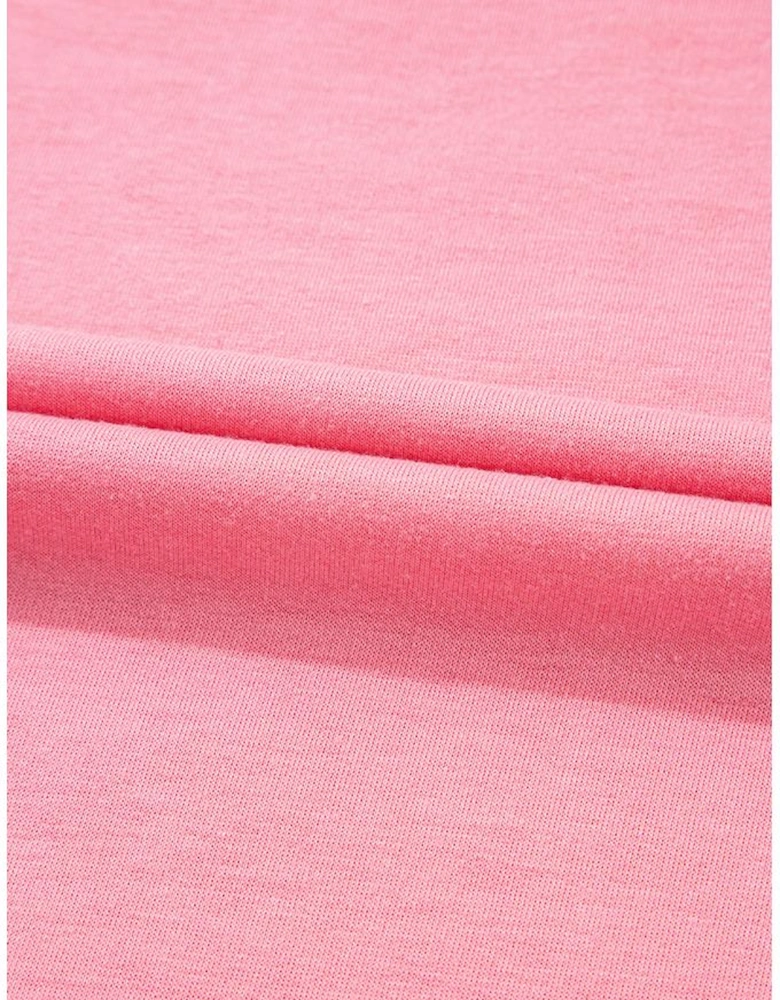 Peach Blossom Two Tones Patchwork Half Sleeve Plus Size T Shirt