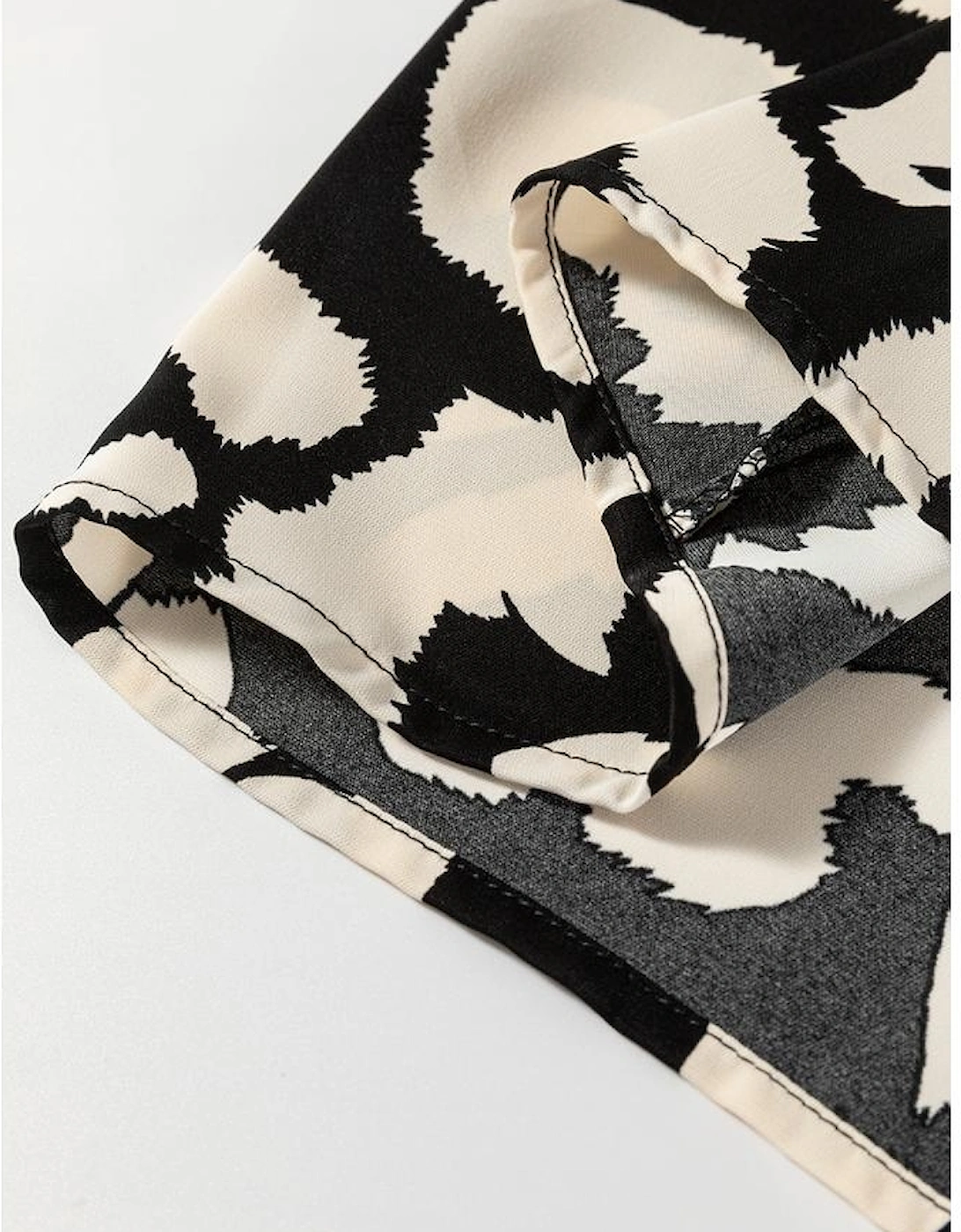 Black Leopard Print U Neck Sleeveless High Waist Dress