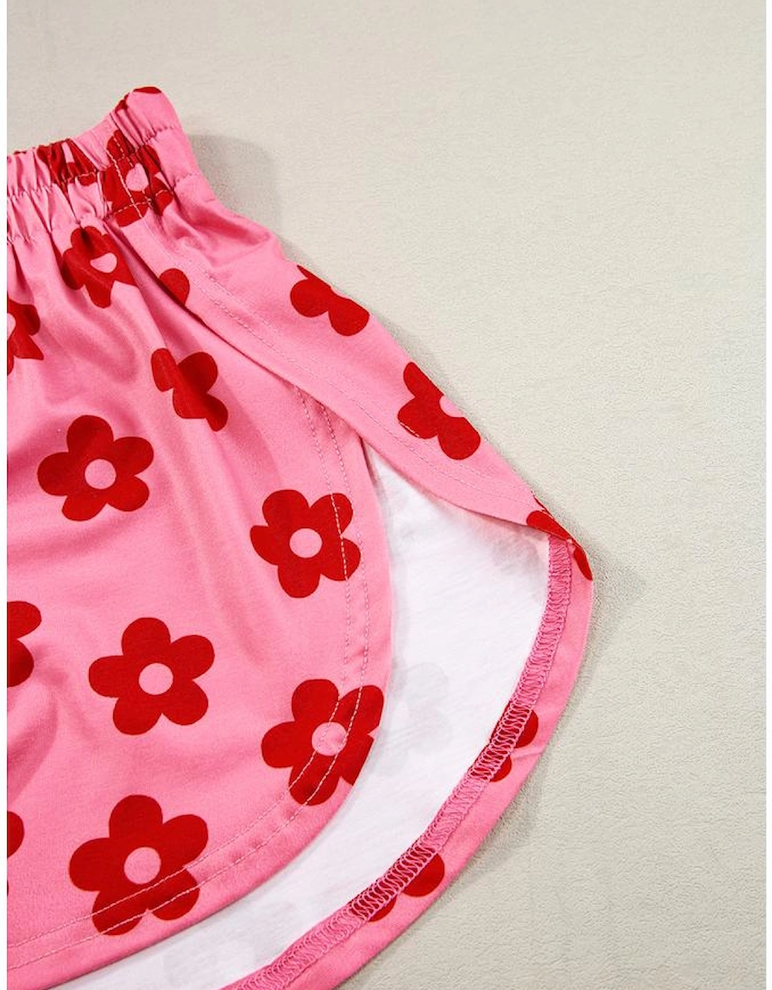 Rose Floral Print Crop Tee and Shorts Lounge Set