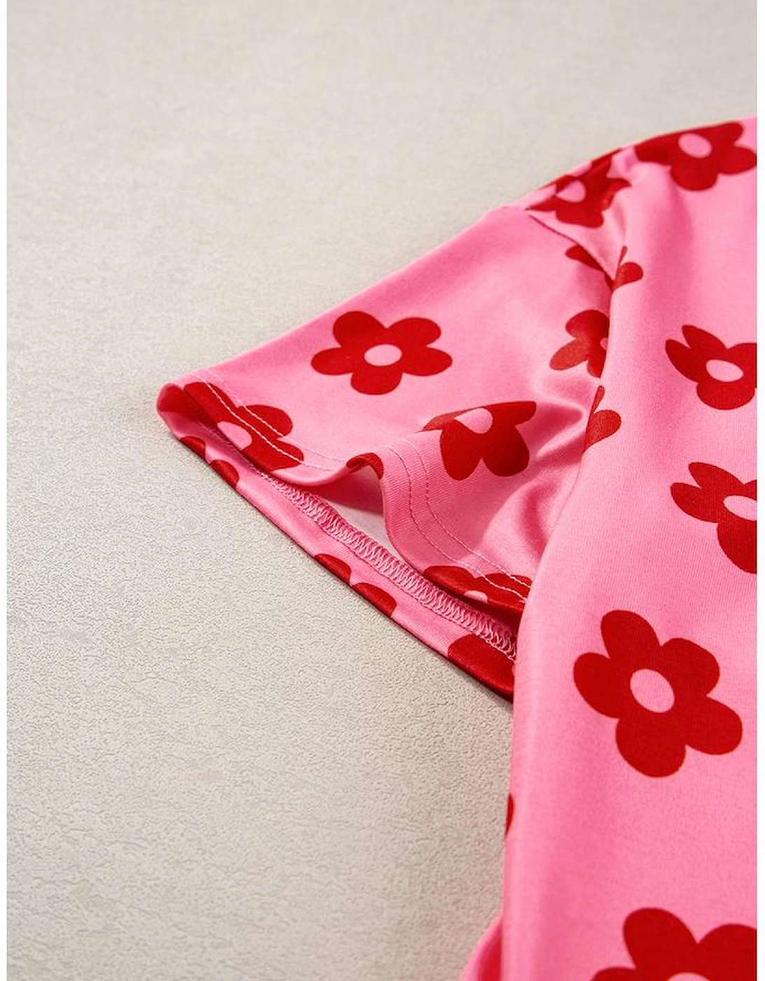 Rose Floral Print Crop Tee and Shorts Lounge Set