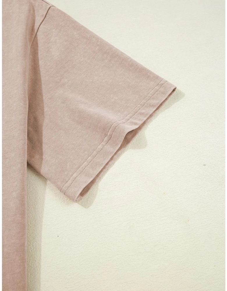 Smoke Gray Mineral Wash Floral Steer Head Printed Back Western Fashion Tee