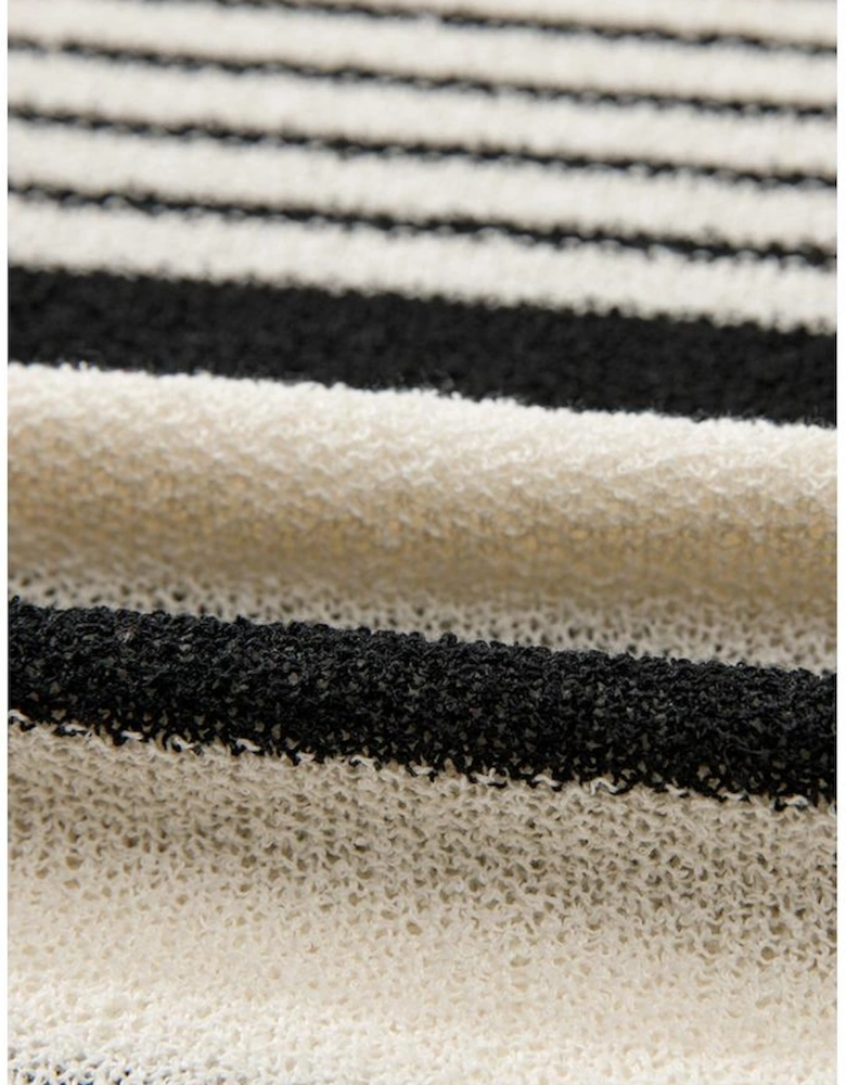 Black white Striped O Neck Sweater Vest