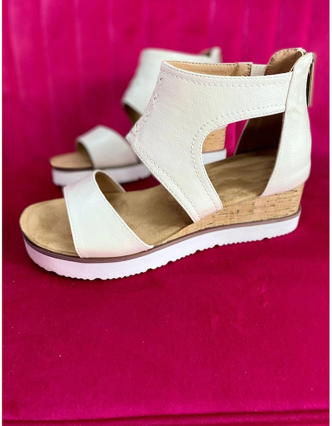White Crisscross Detail Hollowed Leather Gladiator Sandals