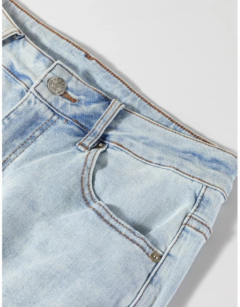Beau Blue Light Wash Distressed High Waist Wide Leg Jeans