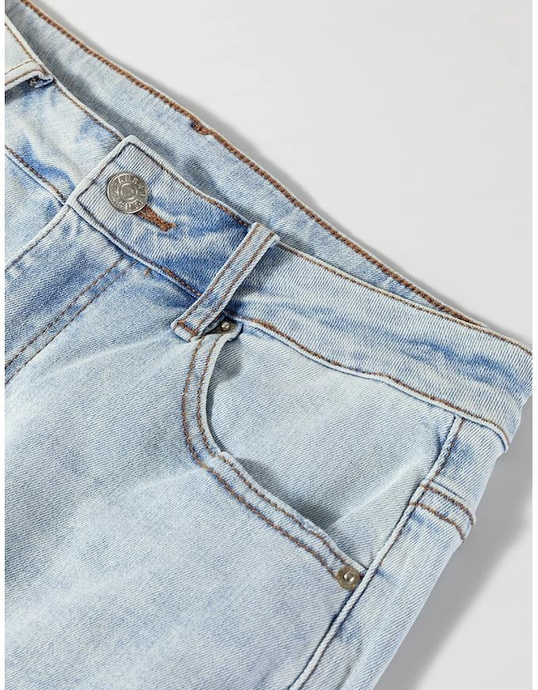 Beau Blue Light Wash Distressed High Waist Wide Leg Jeans