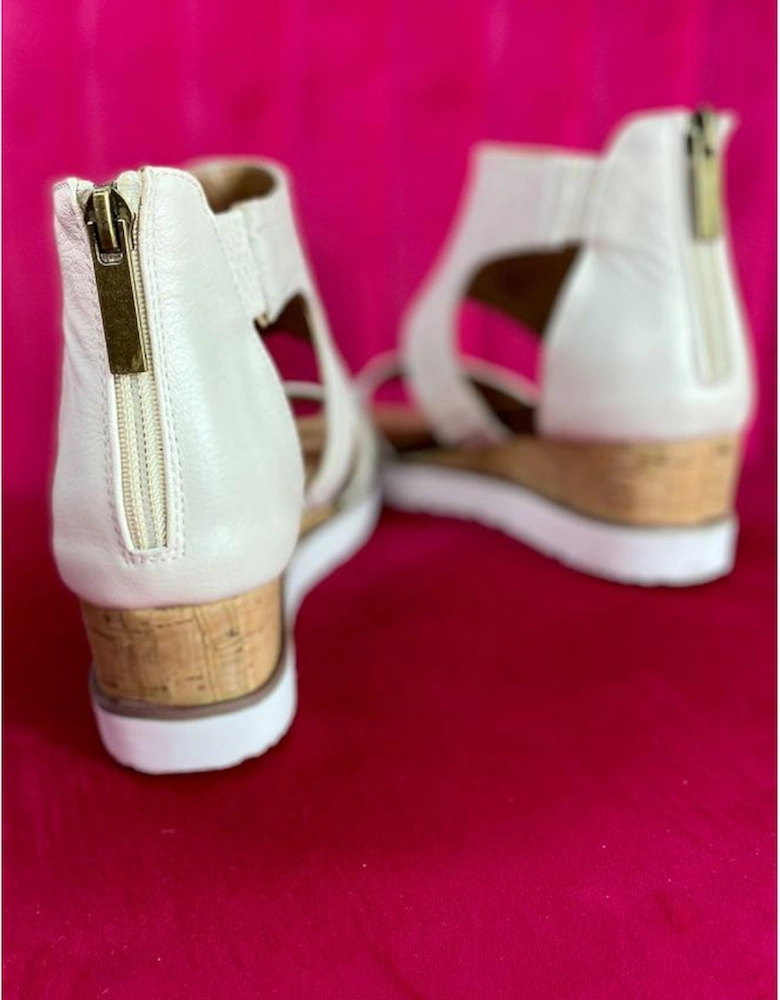 White Crisscross Detail Hollowed Leather Gladiator Sandals