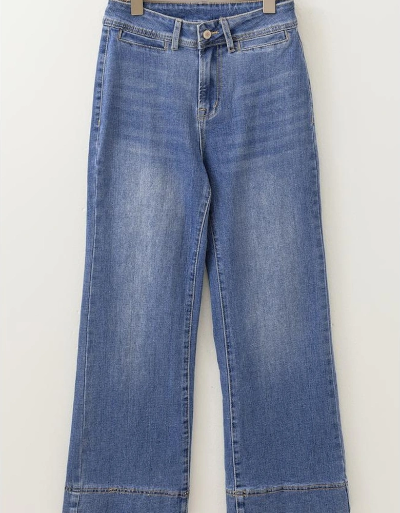 Ashleigh Blue Mineral Wash High Waist Bell Bottom Crop Jeans