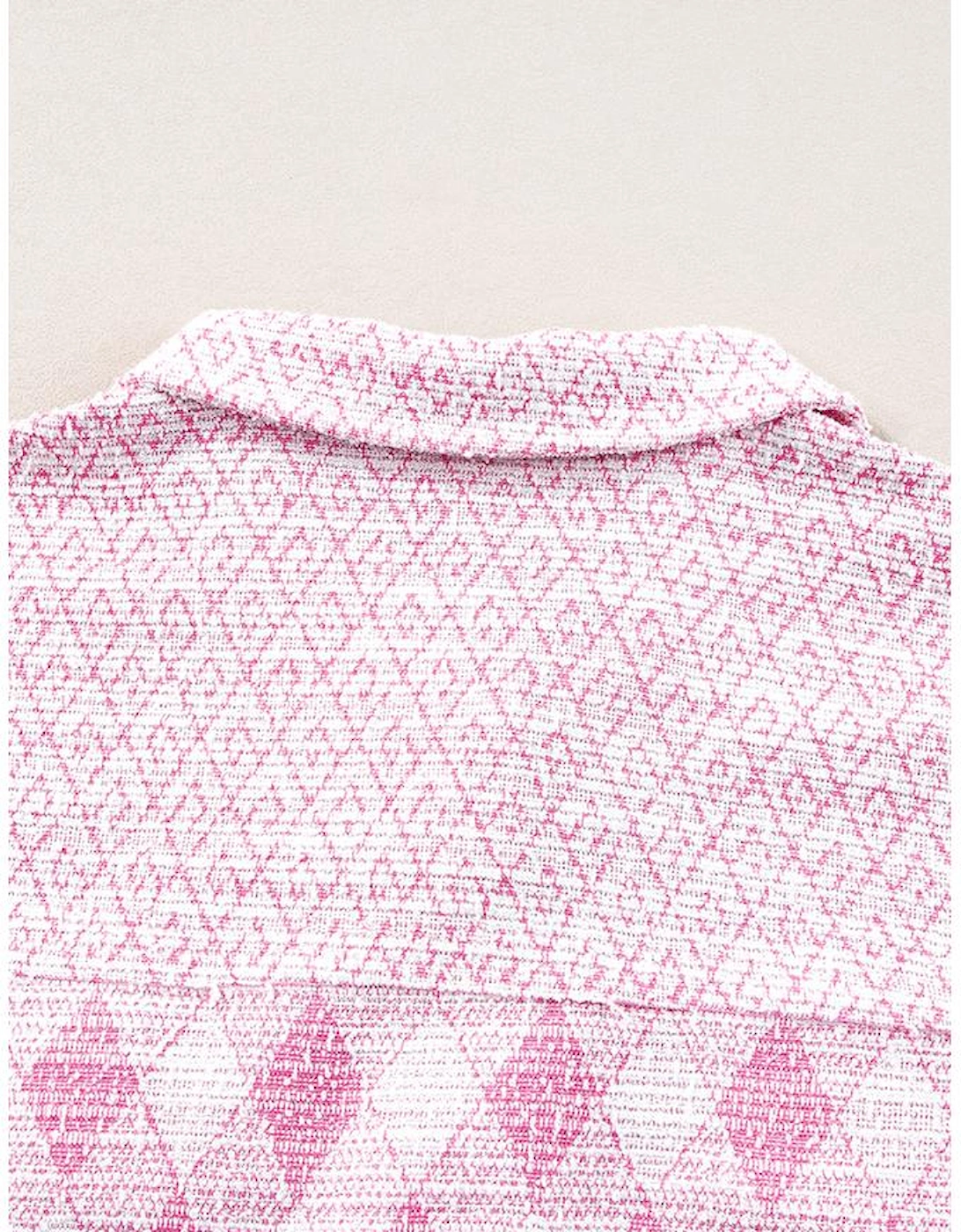 Delicacy Geometric Print Textured Flap Detail Shacket with Pocket