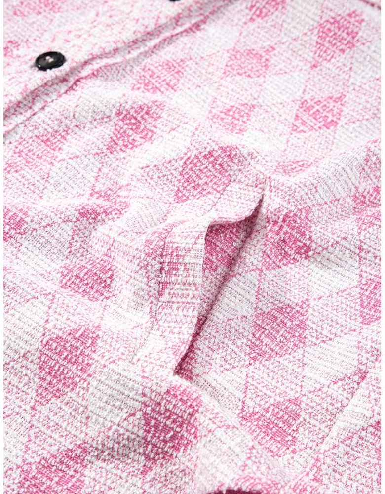 Delicacy Geometric Print Textured Flap Detail Shacket with Pocket