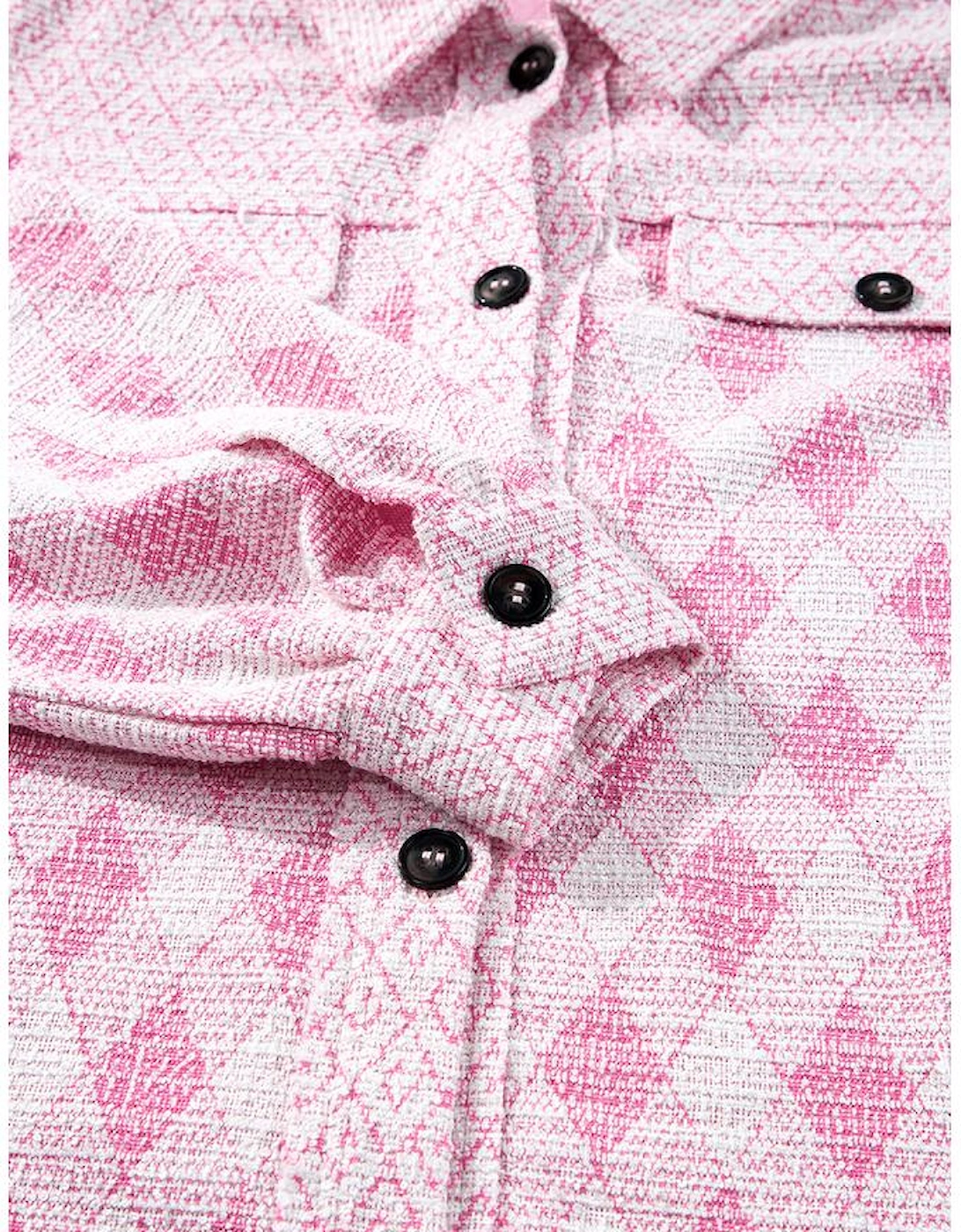 Delicacy Geometric Print Textured Flap Detail Shacket with Pocket